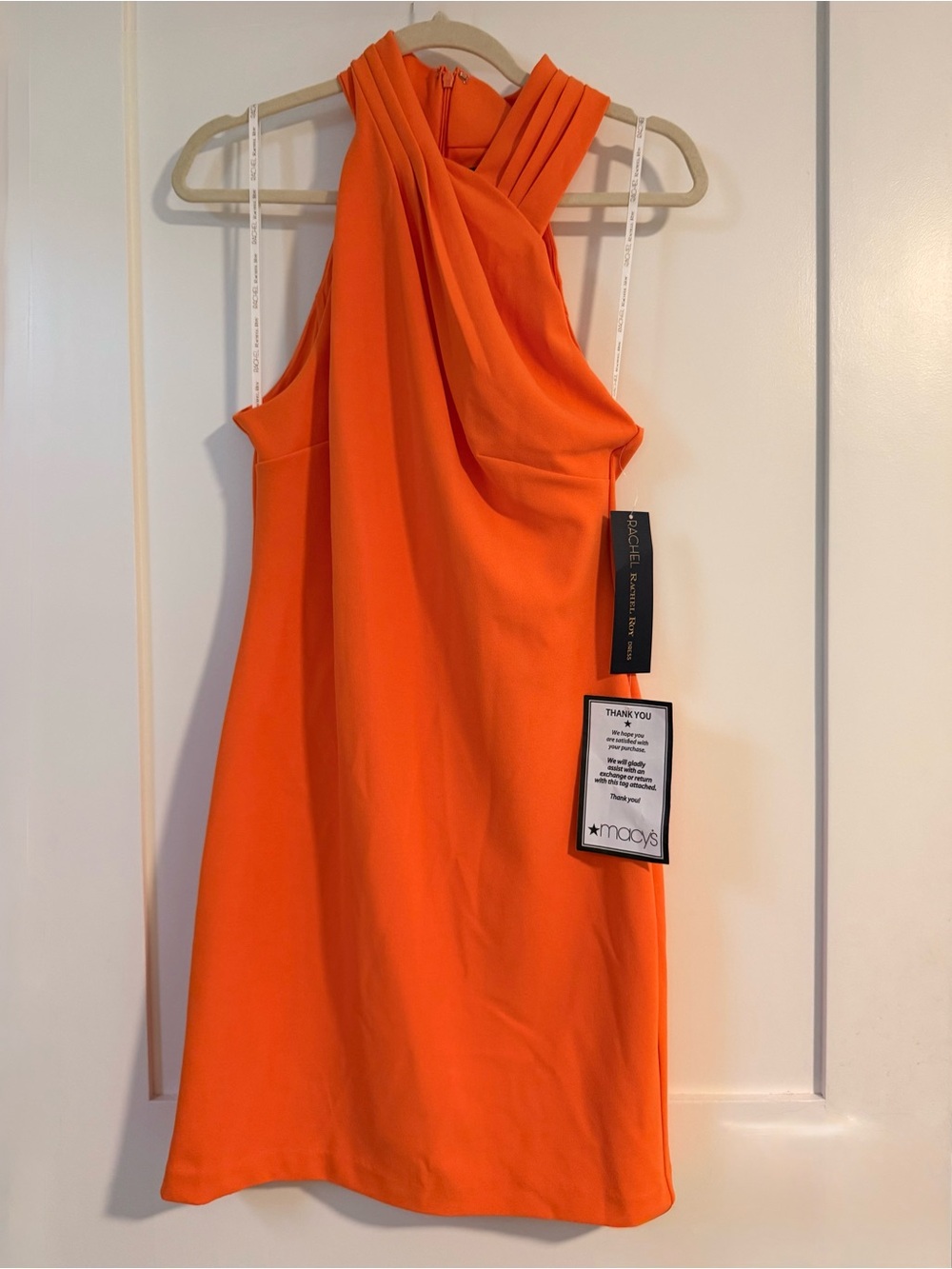 NWT RACHEL Rachel Roy Orange Harland Halter Mini Dress L